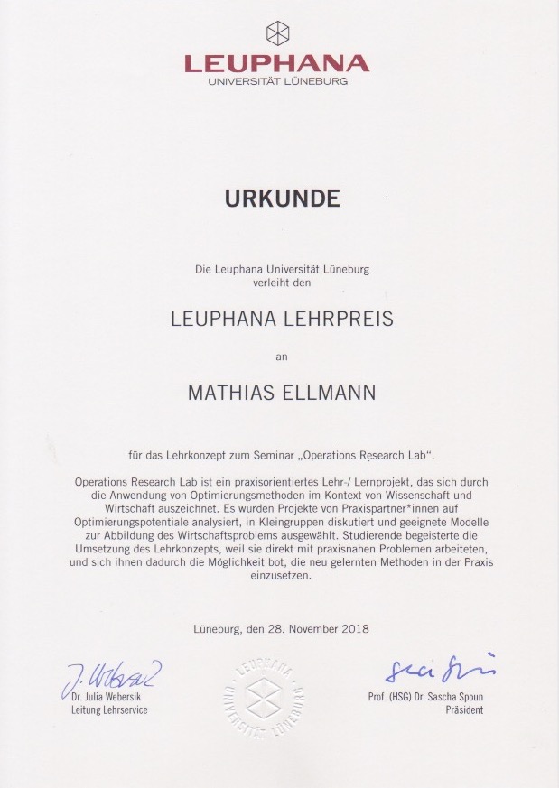 Lehrpreis Universität Lüneburg Mathias Ellmann